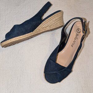 Denim heels Size 5 women’s sandals